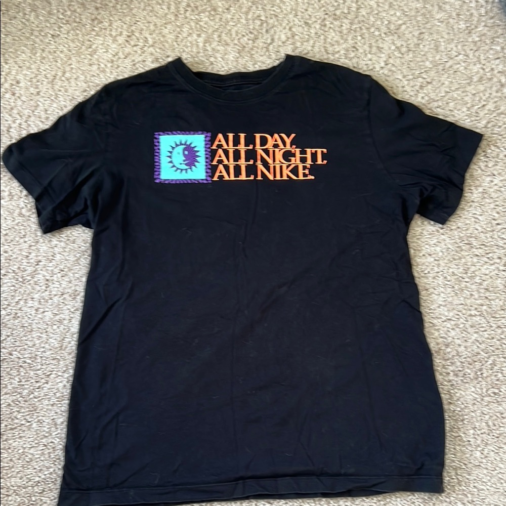 Nike Black Tee with Orange and Blue Graphic